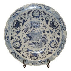 Large Porcelain Plate With Blue 
White Motif