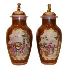 A Pair Of Porcelain Cover Jars