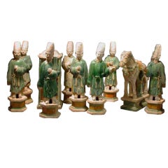 Set of Very Refined Ming Dynasty Green Glazed Wedding Procession