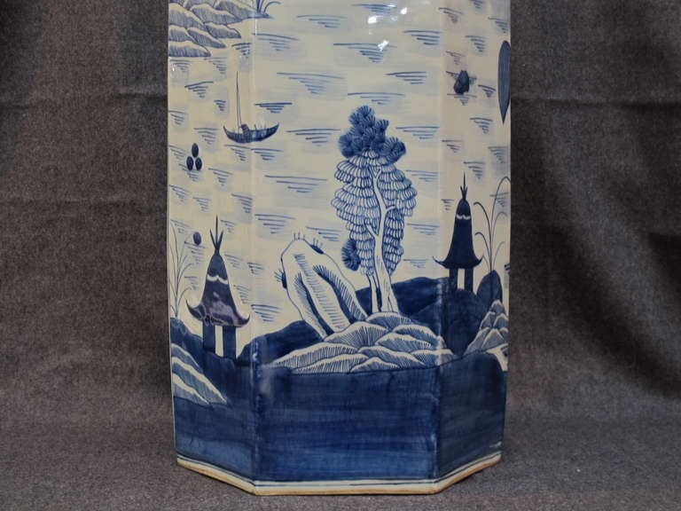 Chinese blue and white umbrella stand 1