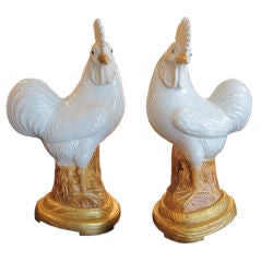Antique Pair Of Chineses Cockerels