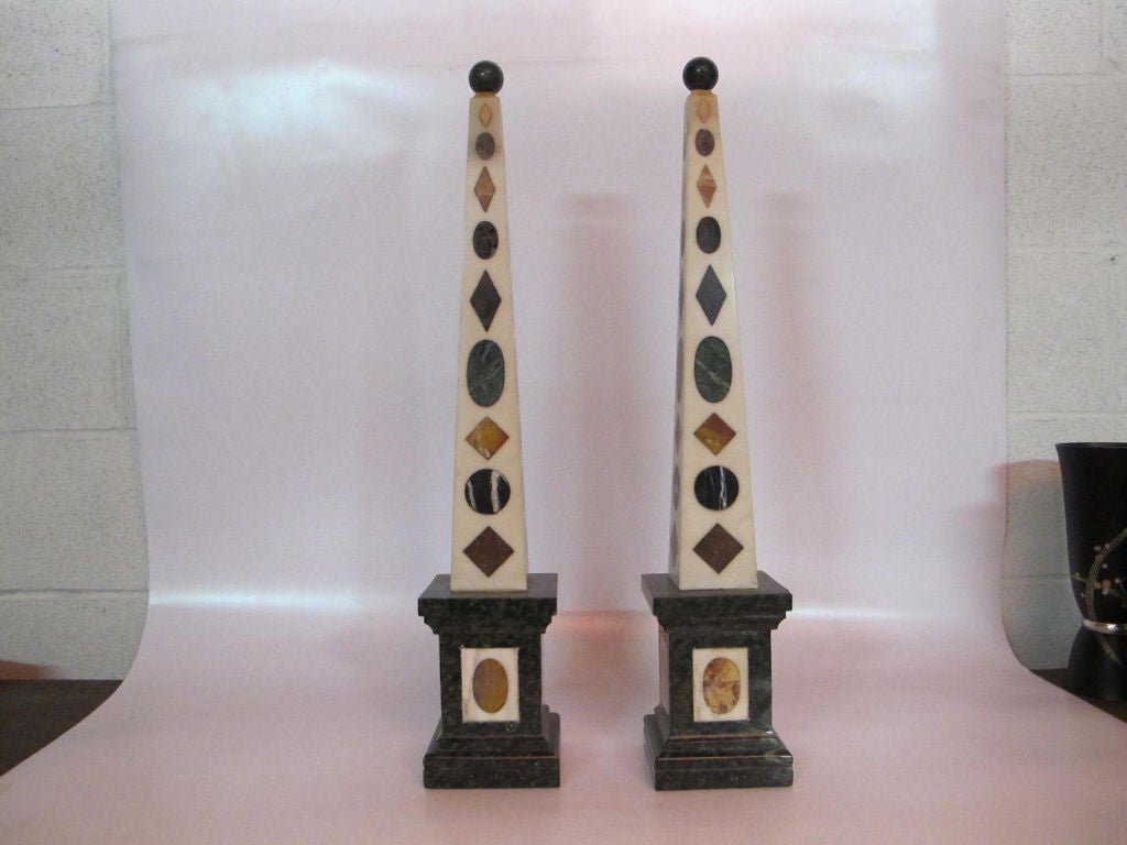 Pair Of Italian Marble Obelisk