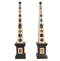 Pair Of Italian Marble Obelisk