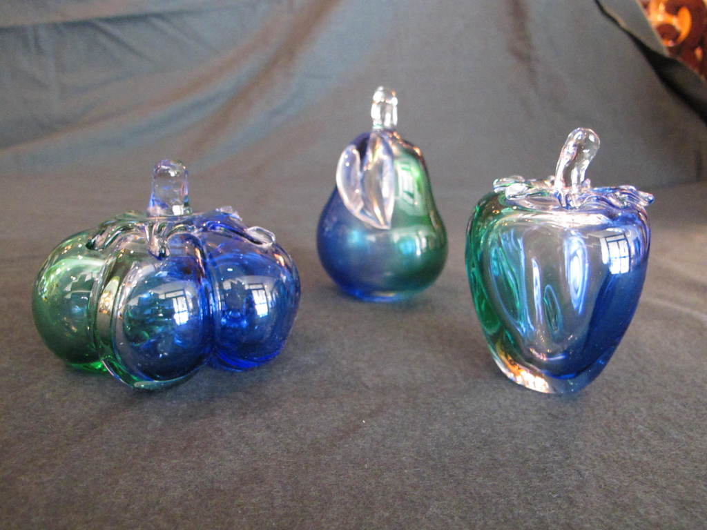 Set Of Three Murano Glass Fruit