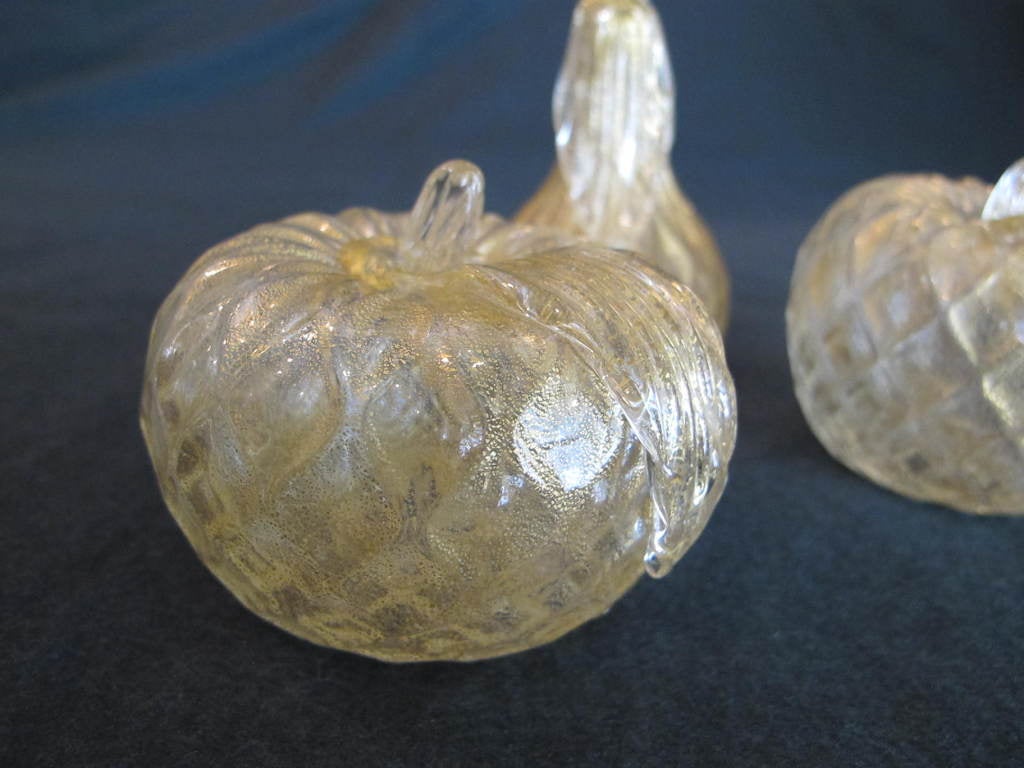 Set Of Three Murano Fruit