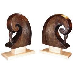 Pair of Carved Wood Boat Prows