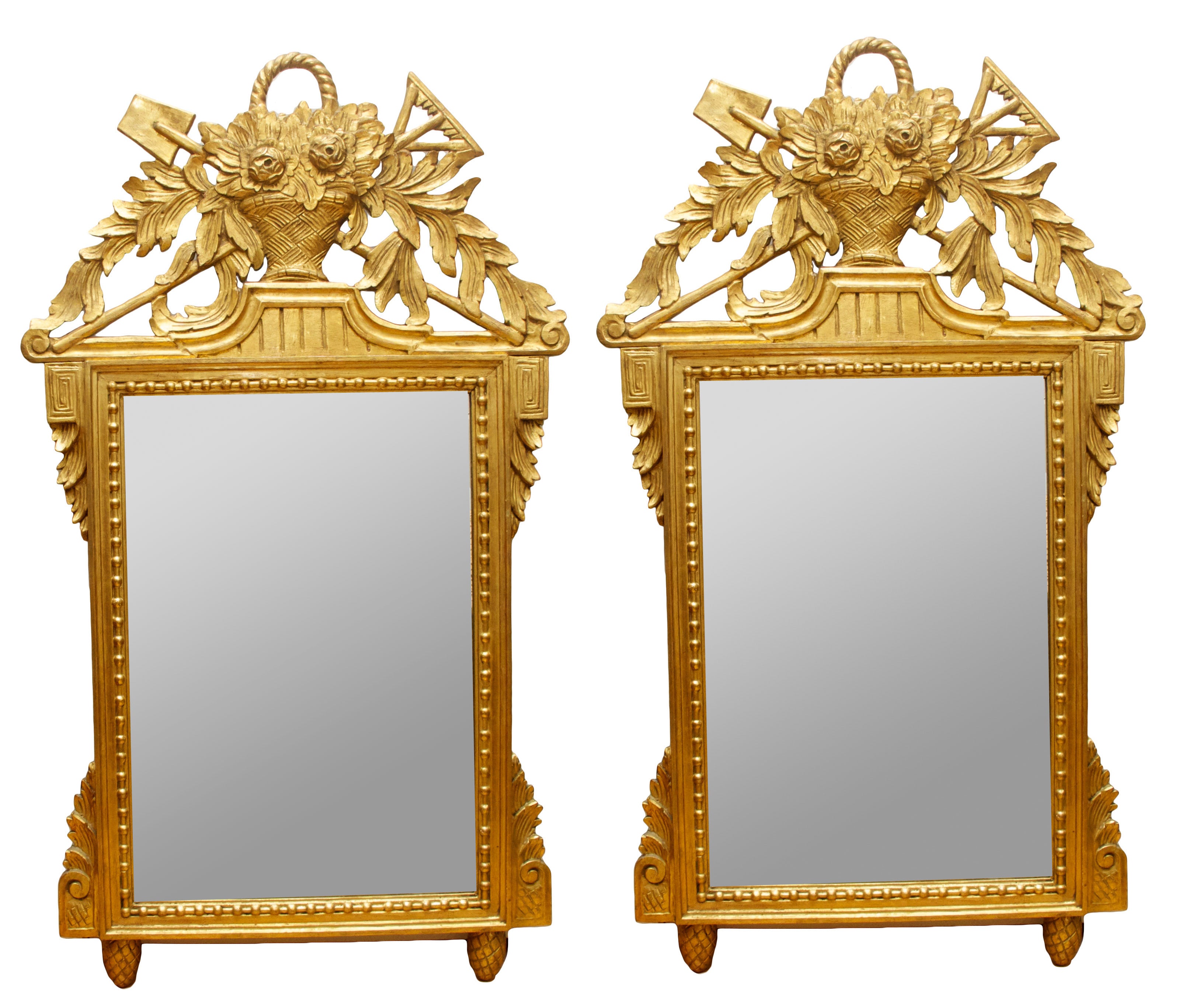 Pair of Carved Gilt Wood Mirrors