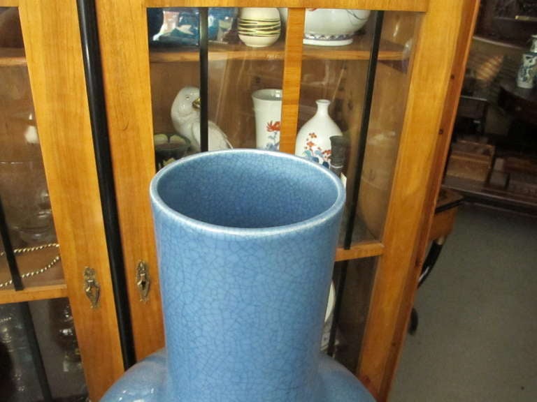 20th Century Pair Of Large Robin Egg Blue Decorative Vases
