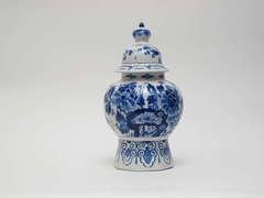 Vintage Cornelis de Berg Delft blue and white jar with cover