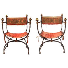 Pair of Mizner Wrought Iron Chairs
