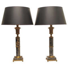 Pair Of Art Deco Marble Lamps