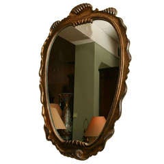 Vintage Dorothy Draper style Vogue regency silver and gilt wood carved mirror