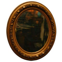 Antique Oval Gilt Wood Mirror