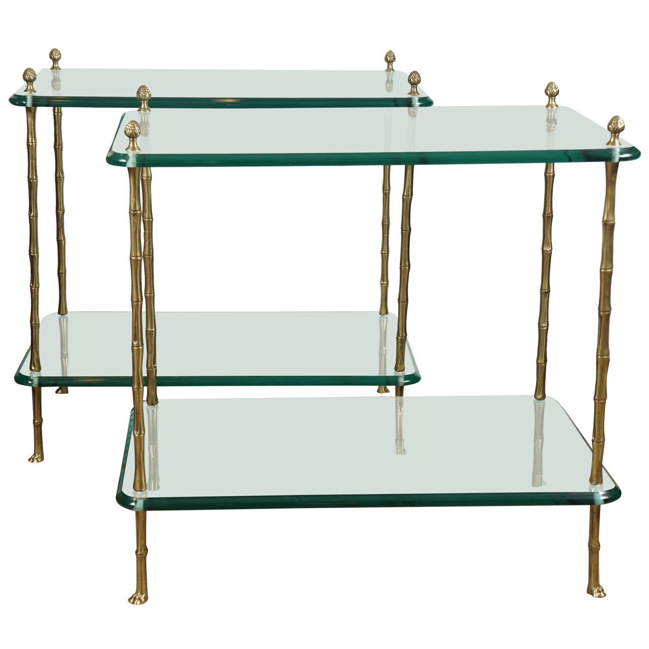 Pair of Brass and Glass Side Tables at 1stDibs