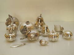 Assortment of silver plate fruit and vegetables