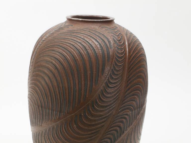 Japanese pottery vase - artist signed.