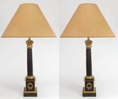 Antique French bronze and ormolu lamps
