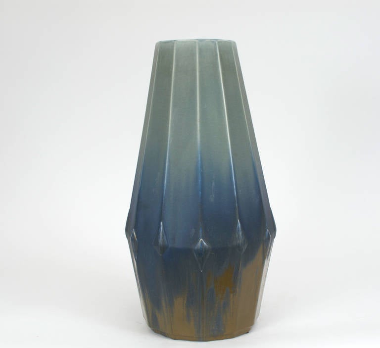 Large Austrian pottery vase, numbered.