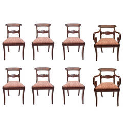 Antique Set of Eight Regency Carved Mahogany Dining Chairs