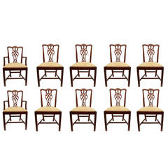 Set of Ten Chippendale Style Dining Chairs