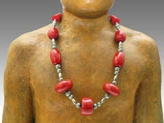 Low grade silver and red bakelite necklace