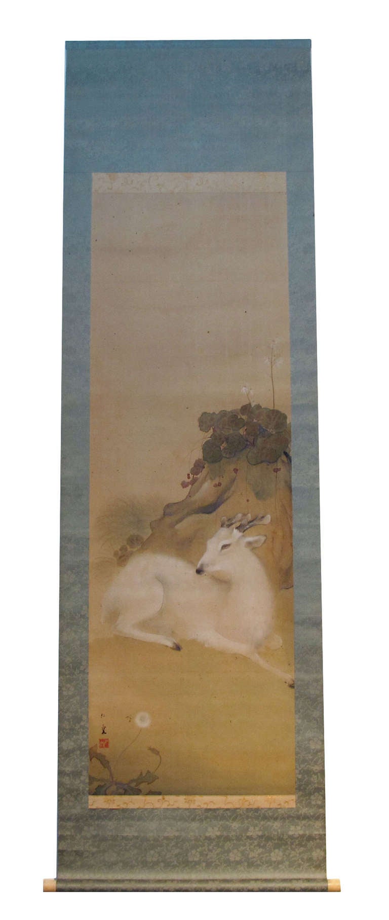 Japanese Scroll of dear and dandelion