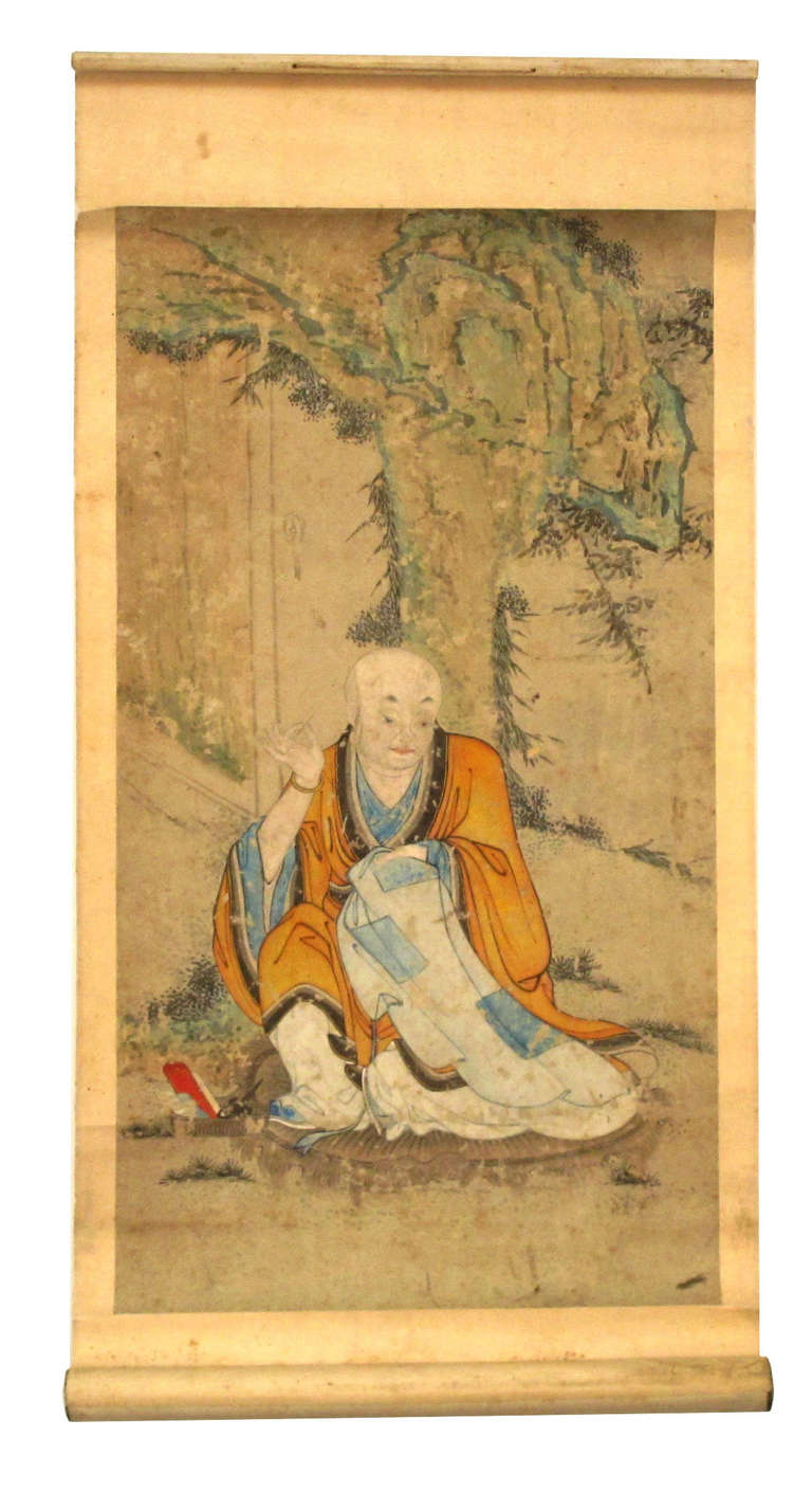 Set of six Chinese paintings on silk