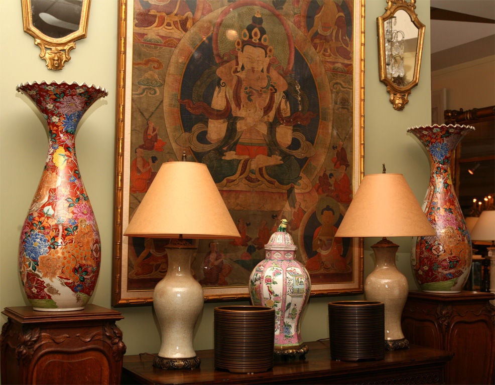 Pair Of Large Imari Palace Vases