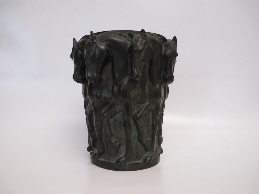 Bronze Art Deco Horse Vase