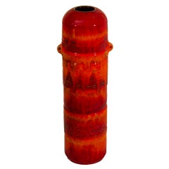 1960
s West German Red, Orange, and Black Cylindrical Vase 1960
s West German Red, Orange, and Black Cylindrical Vase