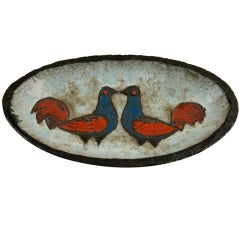 French Art Brut Bowl with Kissing Birds