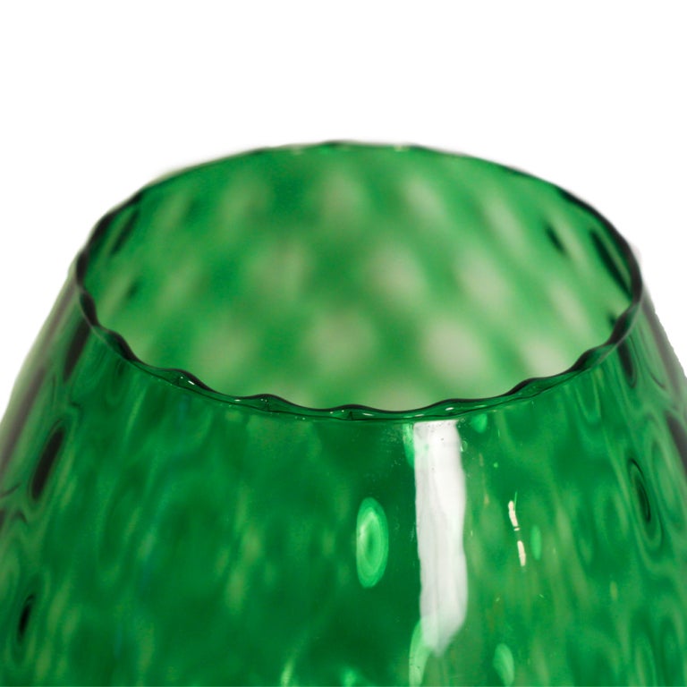 Blown Glass Large Italian Hand Blown Green Glass Snifter Vase