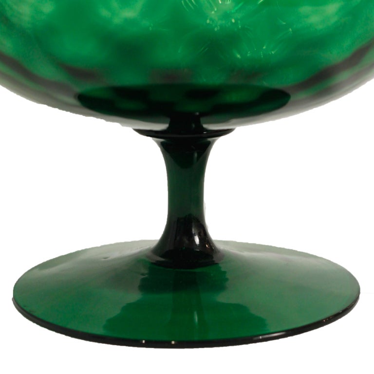 Large Italian Hand Blown Green Glass Snifter Vase 1