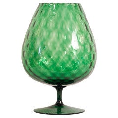 Large Italian Hand Blown Green Glass Snifter Vase