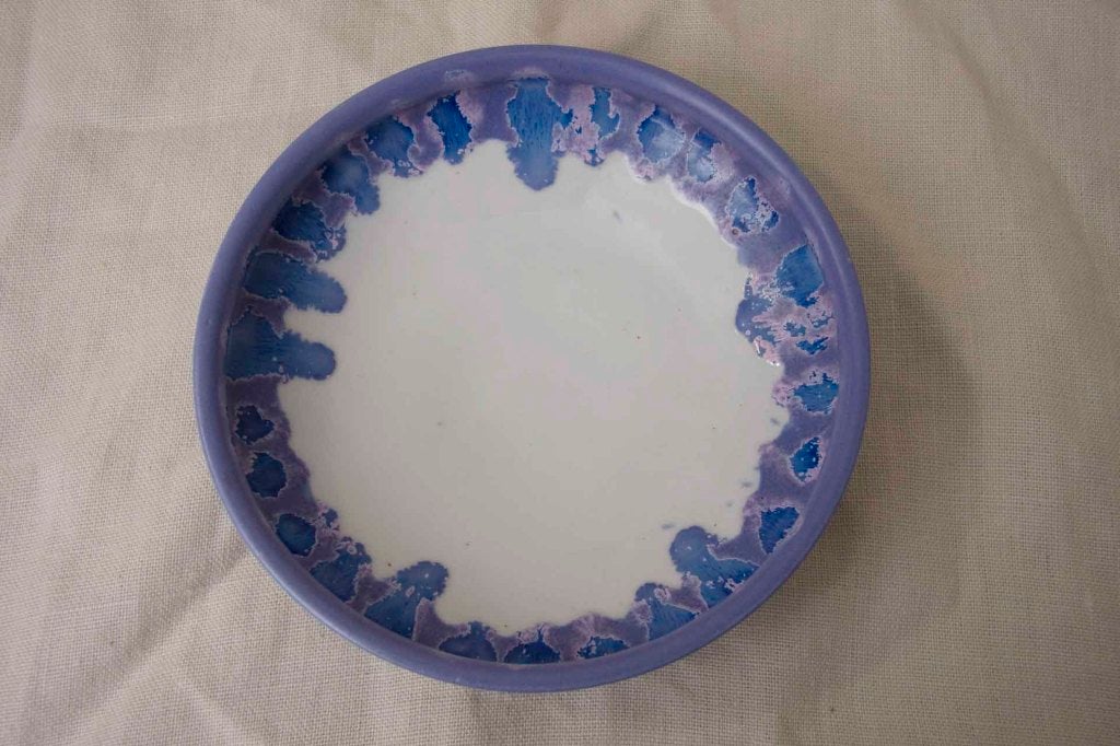Japanese Ceramic Dish with Blue and Lavender Glaze