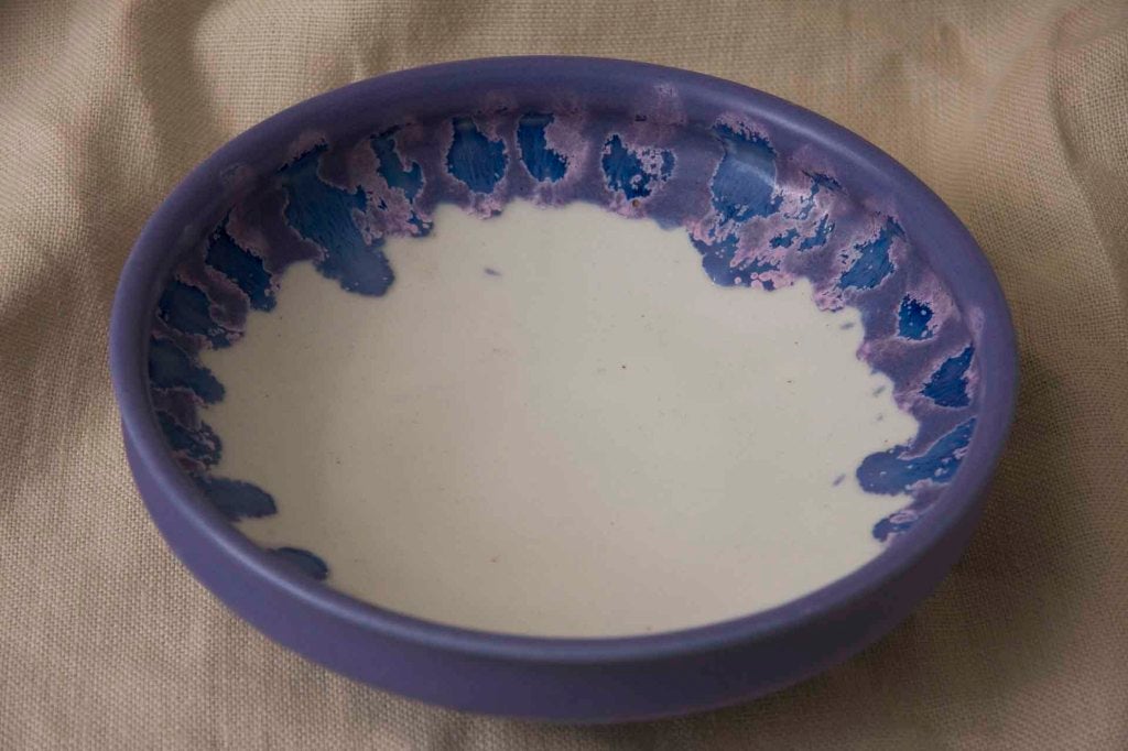 Japanese Lavender Ceramic Dish, 1940s 1