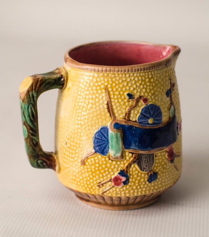 Scroll Motif Majolica Creamer