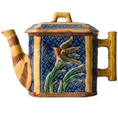 Antique Majolica Teapot, Stamped Etruscan