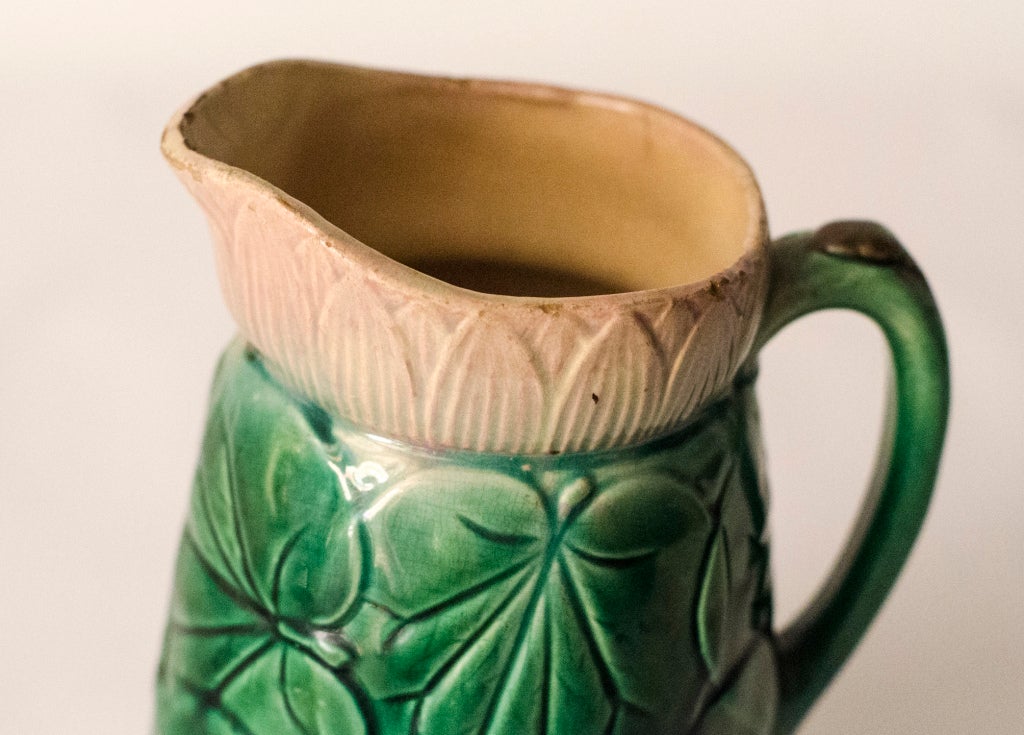 19th Century Lily Pad Design Majolica Pitcher in the manner of GS&Co.