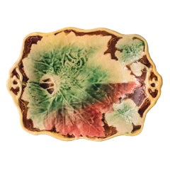 Antique Autumn Maple Leaf Majolica Platter