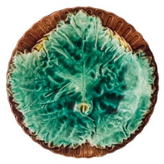 Antique Maple Leaf Majolica Plate
