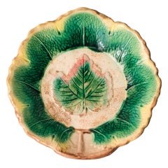 Antique Maple Leaf Majolica Bowl