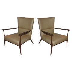 Solid Walnut Curved Back Armchairs