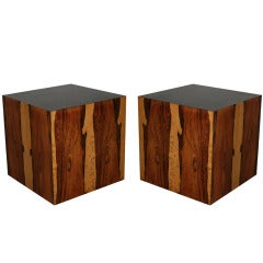 1960's Brazilian Rosewood Cube End Tables