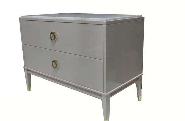 Lacquered Marble-Top Night Table