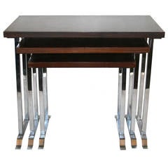 Mid-Century Rosewood and Chrome Nesting Tables