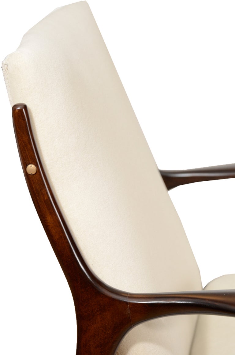 Walnut Ib Kofod Larsen Sculpted Arm Club Chairs