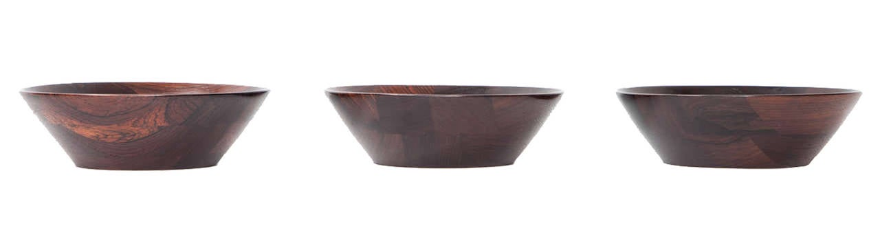 Mid-Century Modern Trio of Danish Rosewood Bowls by Laurids Lonborg for Illums Bolighus