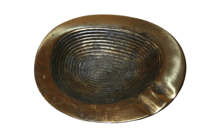 Plated Ben Seibel Brass Ribbed Tray For Jenfredware