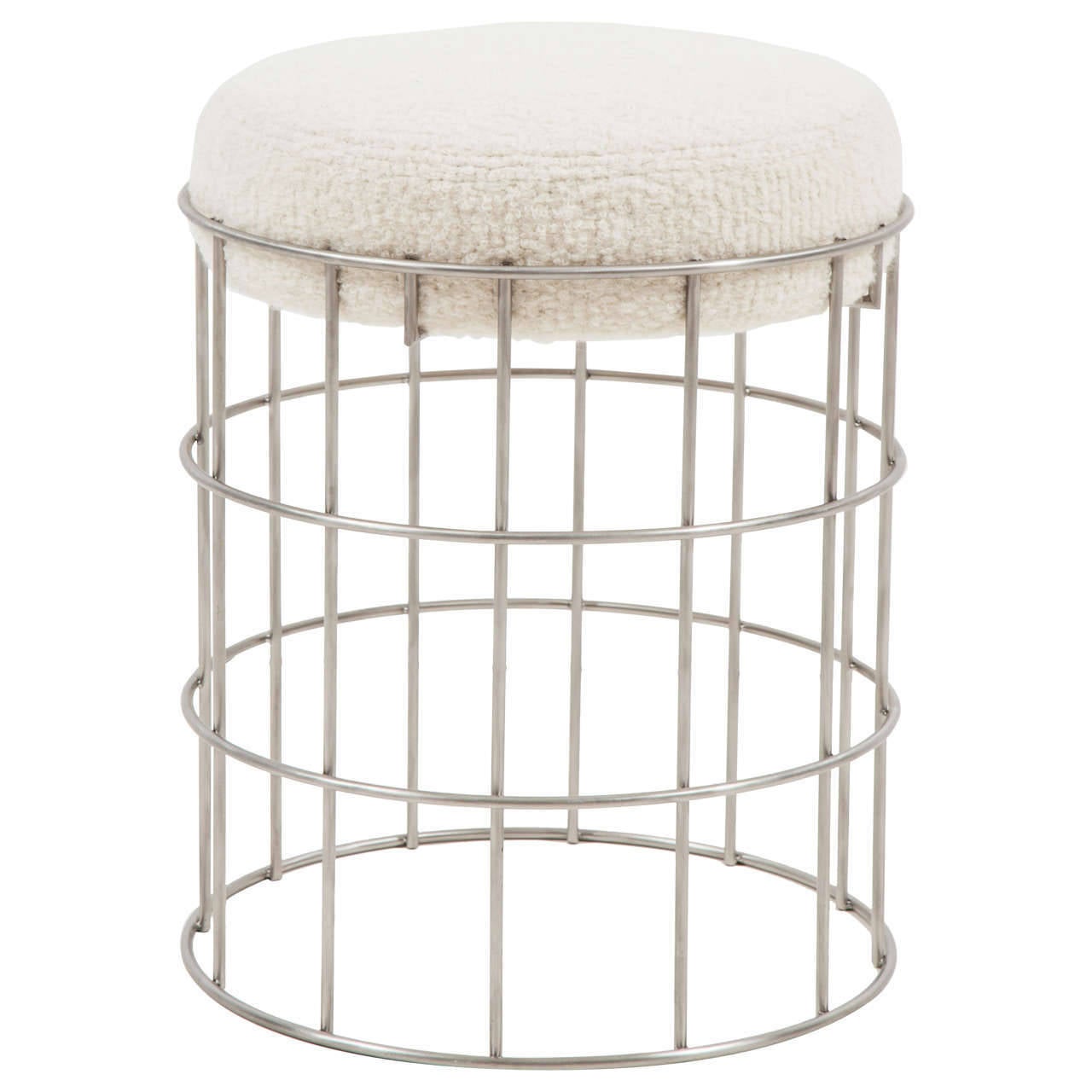 Thomas stainless steel stool.

COM requirements: 1 yards. 
5% up-charge for contrasting fabrics and or welting.
COL requirements: 20 sq. feet. 
5% percentage up-charge for all COL or exotic materials. 

 Custom orders have a lead time of